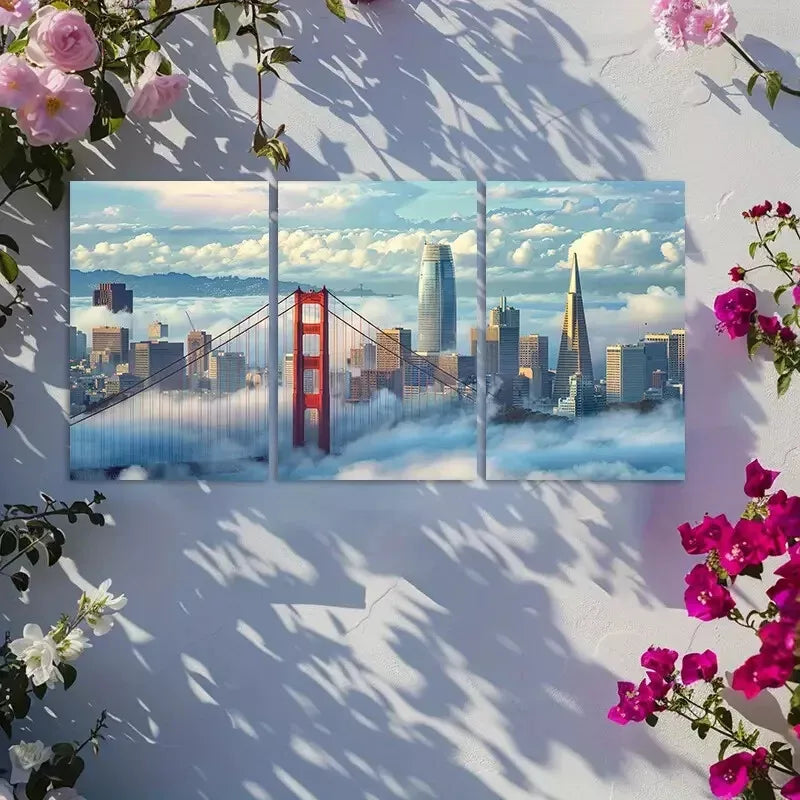 3pcs San Francisco Skyline Canvas Framed 40x60cm - High Quality Print 100% Australian Made Wall Canvas Ready to Hang