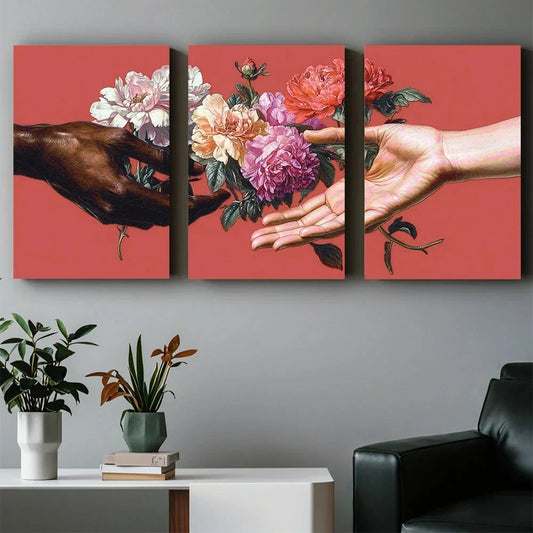 3pcs Floral And Handmade Design Metal Print Ready to Hang Art