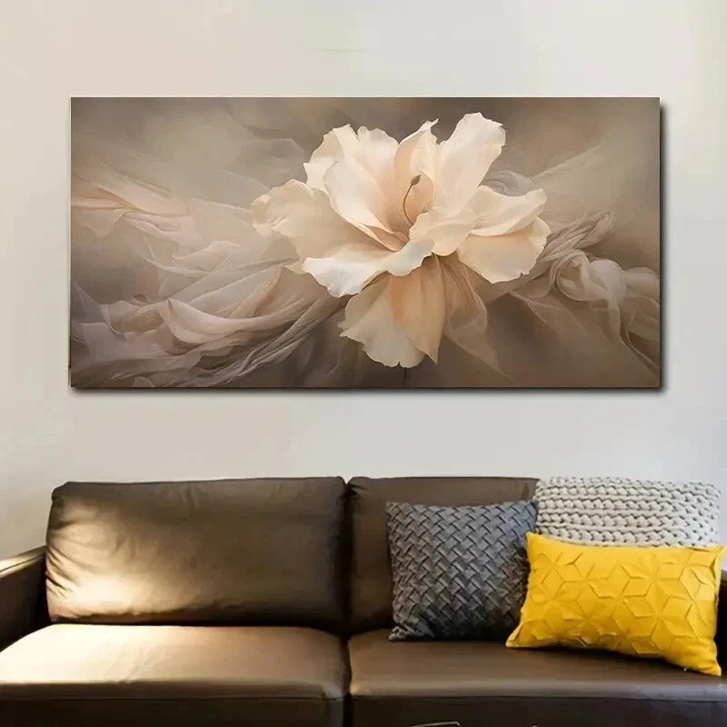 Black and Beige Floral Wall Art wall canvas office home room framed 120x60cm