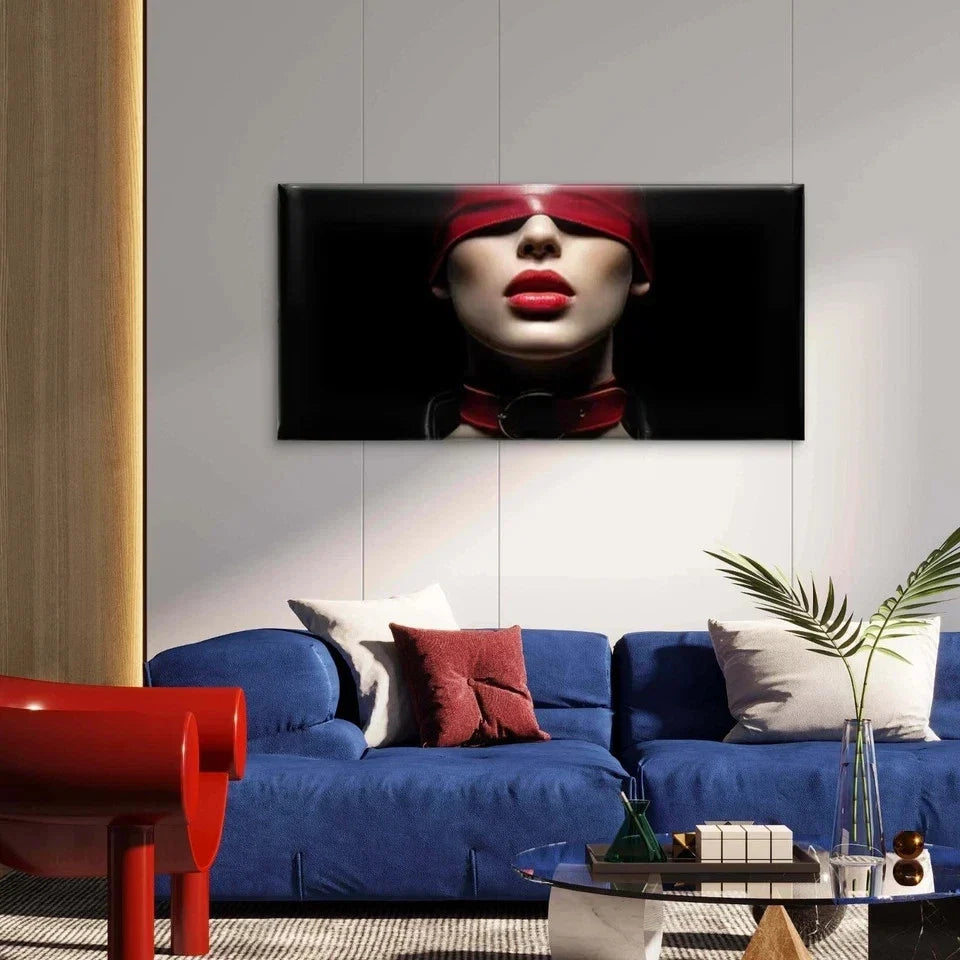Elegant Red Lingerie Woman Wall Art Canvas Office Home Room Framed 80x45cm