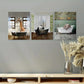 3pcs Giraffe, Panda & Elephant in Bathtubs Metal Print Ready to Hang Art