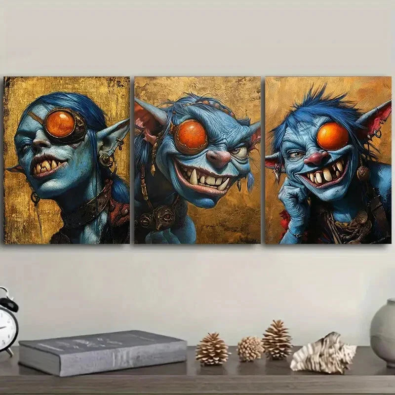 3pcs Forest demon (10) Wall Art Set Canvas Framed 40x60cm - High Quality Print 100% Australian Made Wall Canvas Ready to Hang