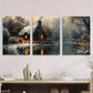 3pcs Rustic Sheep Cottage Landscape Metal Print Ready to Hang Art
