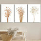 3pcs Botanical Dried Flower Paintings Reeds &Leave Metal Print Ready to Hang Art