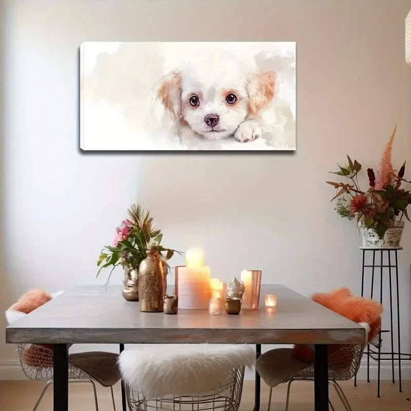 Charming Puppy Ear Design Wall Art Canvas Office Home Room Framed 120x60cm