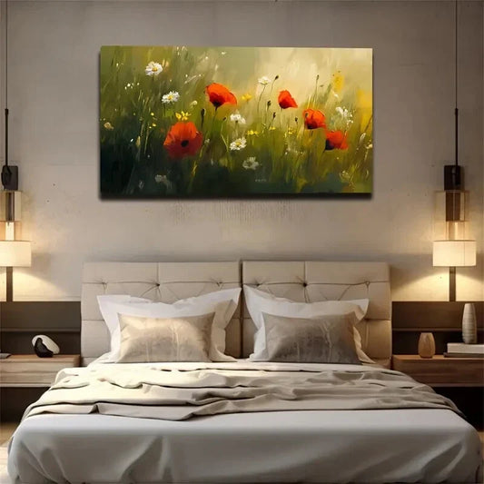Daisies And Small Yellow Wall Art canvas office home room framed 120x60cm