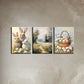 3pcs Spring Bunny & Easter Basket Metal Print Ready to Hang Art
