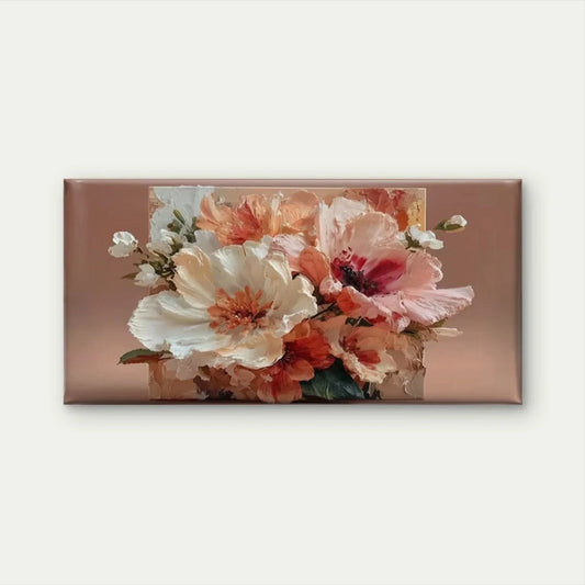 Abstract Floral Oil Painting Wall Art Canvas Office Home Room Framed 80x45cm