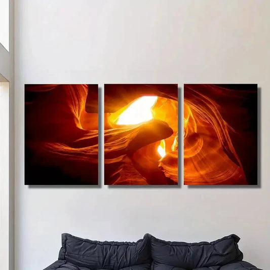 3pcs Antelope Canyon, cave decoration Metal Print Ready to Hang Art