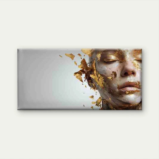 Golden Ethereal Abstract Wall Art Canvas Office Home Room Framed 80x45cm