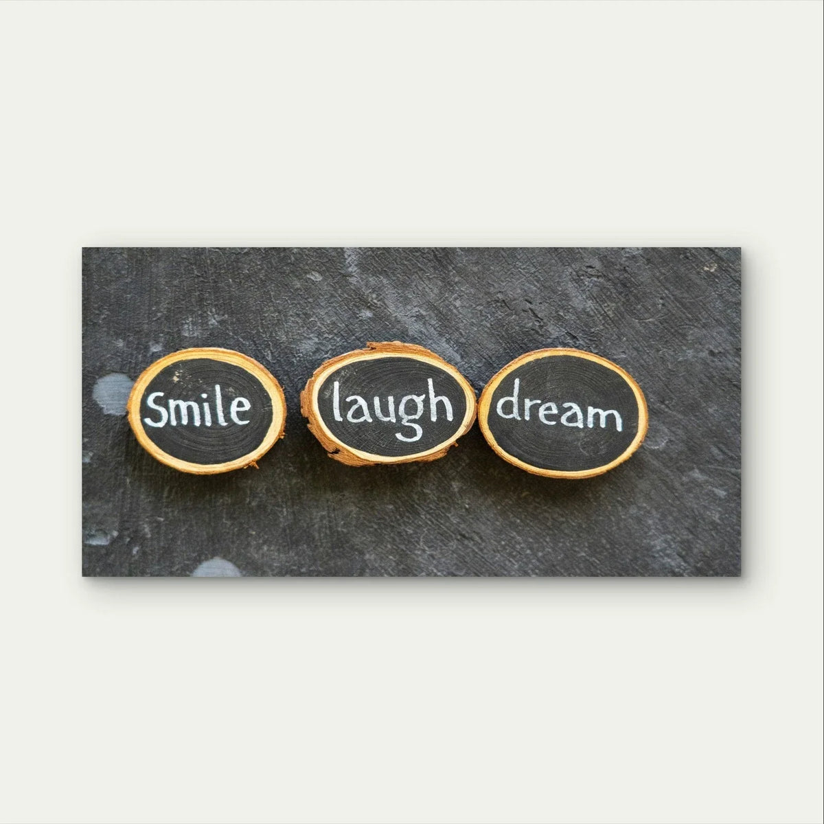 Wood Slices Inspirational Quote Wall Art Canvas Office Home Framed 80x45cm