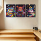 3pcs Colorful Birthday Cake with Candles Design Metal Print Ready to Hang Art
