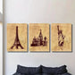 3pcs vintage Eiffel Tower, Saint Basil's Cathedral Metal Print Ready to Hang Art