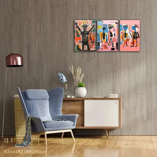 3pcs Tribal Hunt Art, Morning Walk Figure Art Metal Print Ready to Hang Art