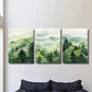 3pcs Green Forest Nature Misty Pine Trees Metal Print Ready to Hang Art
