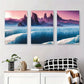 3pcs Futuristic Ice Mountains & Frozen Peaks Metal Print Ready to Hang Art