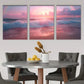 3pcs Sunset Waves and Soft Rainbow Sky Metal Print Ready to Hang Art