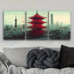 3pcs Chinese-Style Tower  Metal Print Ready to Hang Art