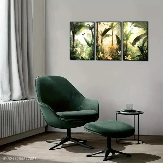 3pcs Primeval Forest Decoration Landscape Poster Metal Print Ready to Hang Art