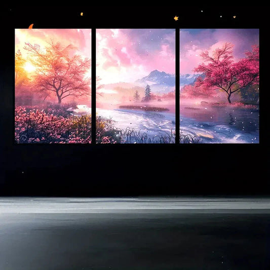 3pcs Natural Style Imitation Oil Painting Metal Print Ready to Hang Art