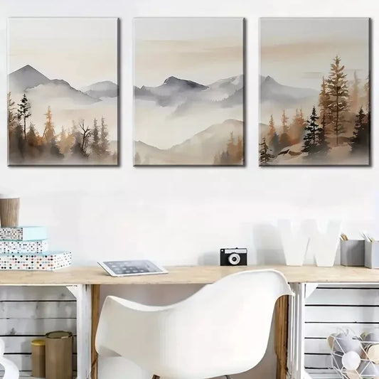 3pcs Abstract Forest Canvas Framed 40x60cm - High Quality Print 100% Australian Made Wall Canvas Ready to Hang