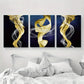 3pcs Abstract Yellow Ribbon Smoke Metal Print Ready to Hang Art