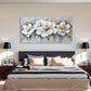 Blooming White Peony Flower Wall Art Canvas Office Home Room Framed 120x60cm