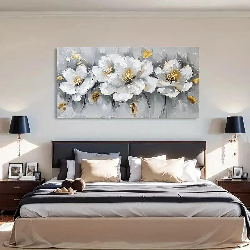 Blooming White Peony Flower Wall Art Canvas Office Home Room Framed 120x60cm