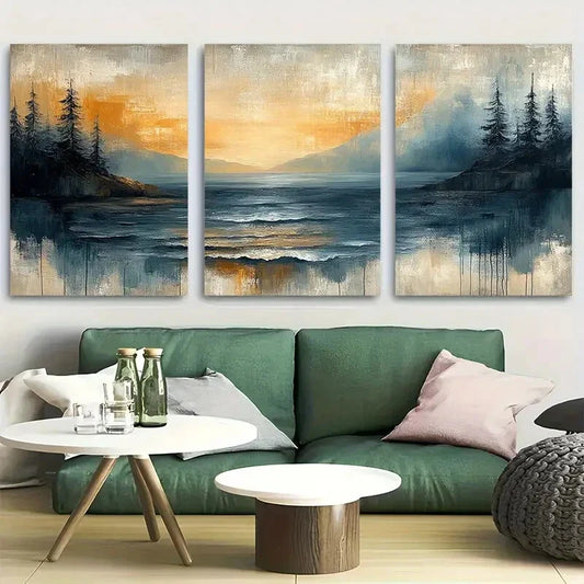 3pcs Abstract Modern Neutral Nature Metal Print Ready to Hang Art