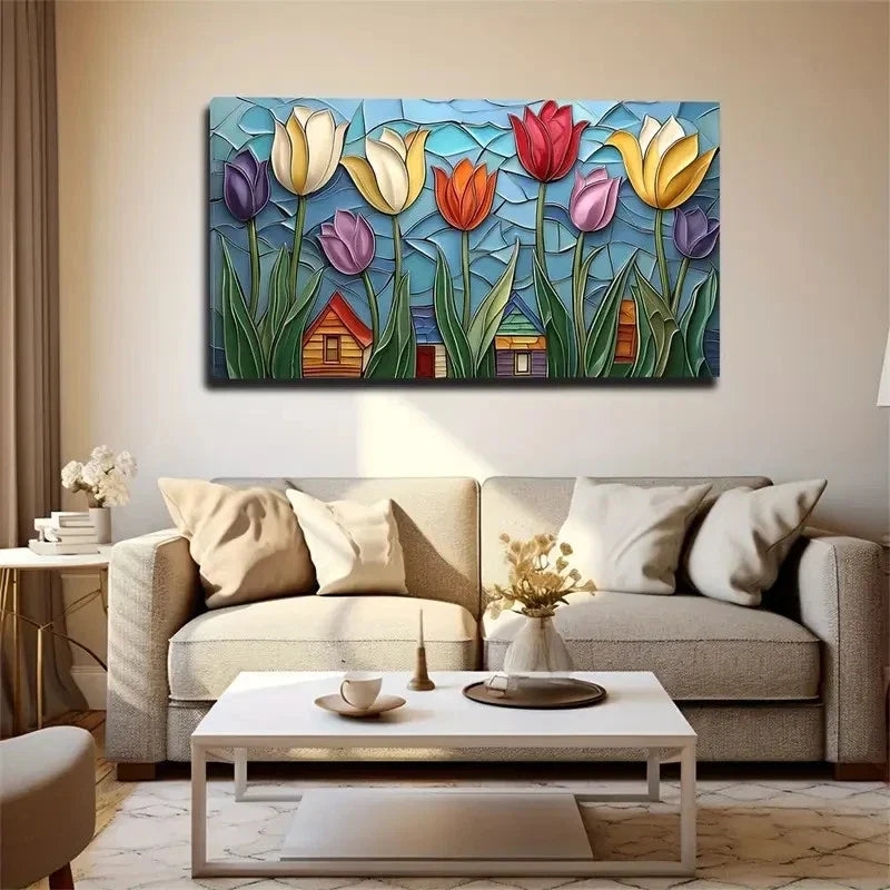 Blue Fragment Pattern Suitable Wall Art Canvas Office Home Room Framed 120x60cm