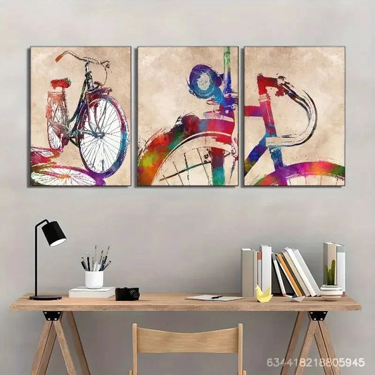 3pcs Bicycle sport art Prints Bike Metal Print Ready to Hang Art