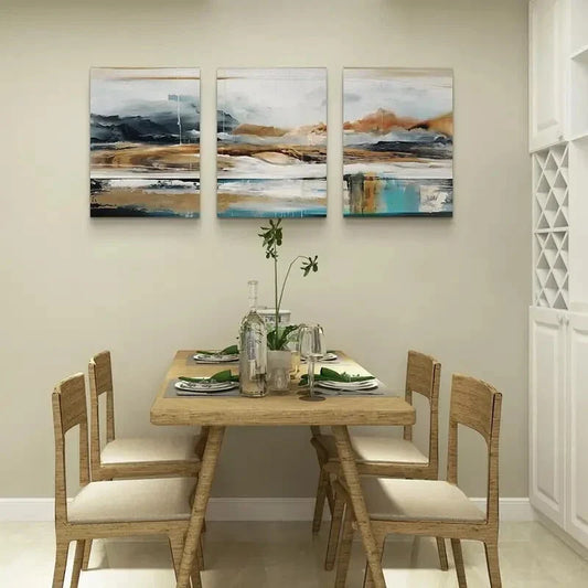 3pcs Mountains, Water, and Sky,  Metal Print Ready to Hang Art