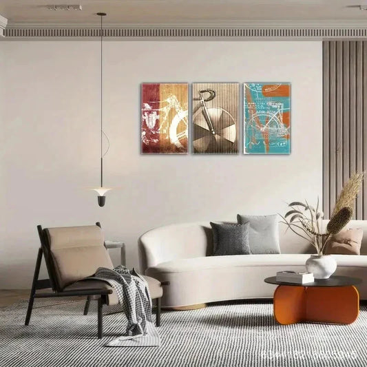 3pcs Golden Embrace, Cool Paint Colors,Abstract Metal Print Ready to Hang Art