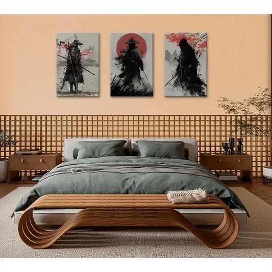 3pcs Armored Samurai Posters Metal Print Ready to Hang Art