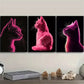 3pcs Vector Illustration Cat, Luxurious Wall Art Set Canvas Framed 40x60cm - High Quality Print 100% Australian Made Wall Canvas Ready to Hang