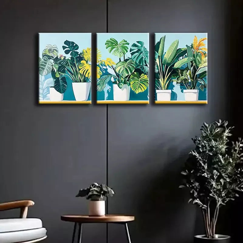 3pcs Luxurious Green Plant  Canvas Framed 40x60cm - High Quality Print 100% Australian Made Wall Canvas Ready to Hang