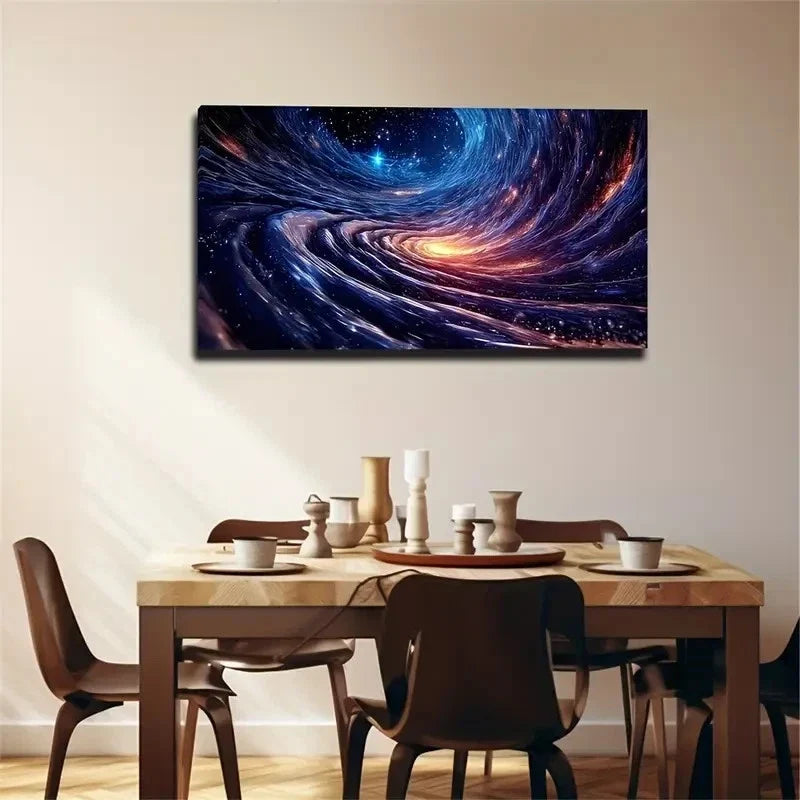 Vibrant Space Galaxy Movement Wall Art Canvas Office Home Room Framed 120x60cm