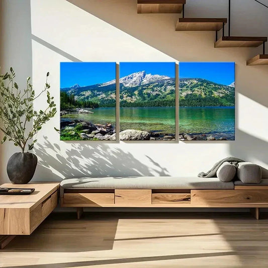 3pcs Natural Landscape Mountains, Lakes Metal Print Ready to Hang Art