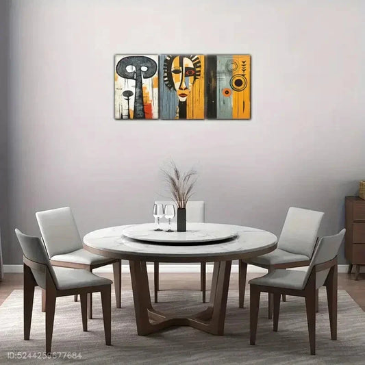 3pcs African American Abstract Art Style Poster Metal Print Ready to Hang Art