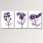 3pcs Transparent Floral with Butterfly Painting  Metal Print Ready to Hang Art