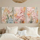 3pcs Flower Painting on Abstract Creamy Metal Print Ready to Hang Art