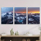 3pcs Natural Landscape with Mountains, Snow,, Metal Print Ready to Hang Art