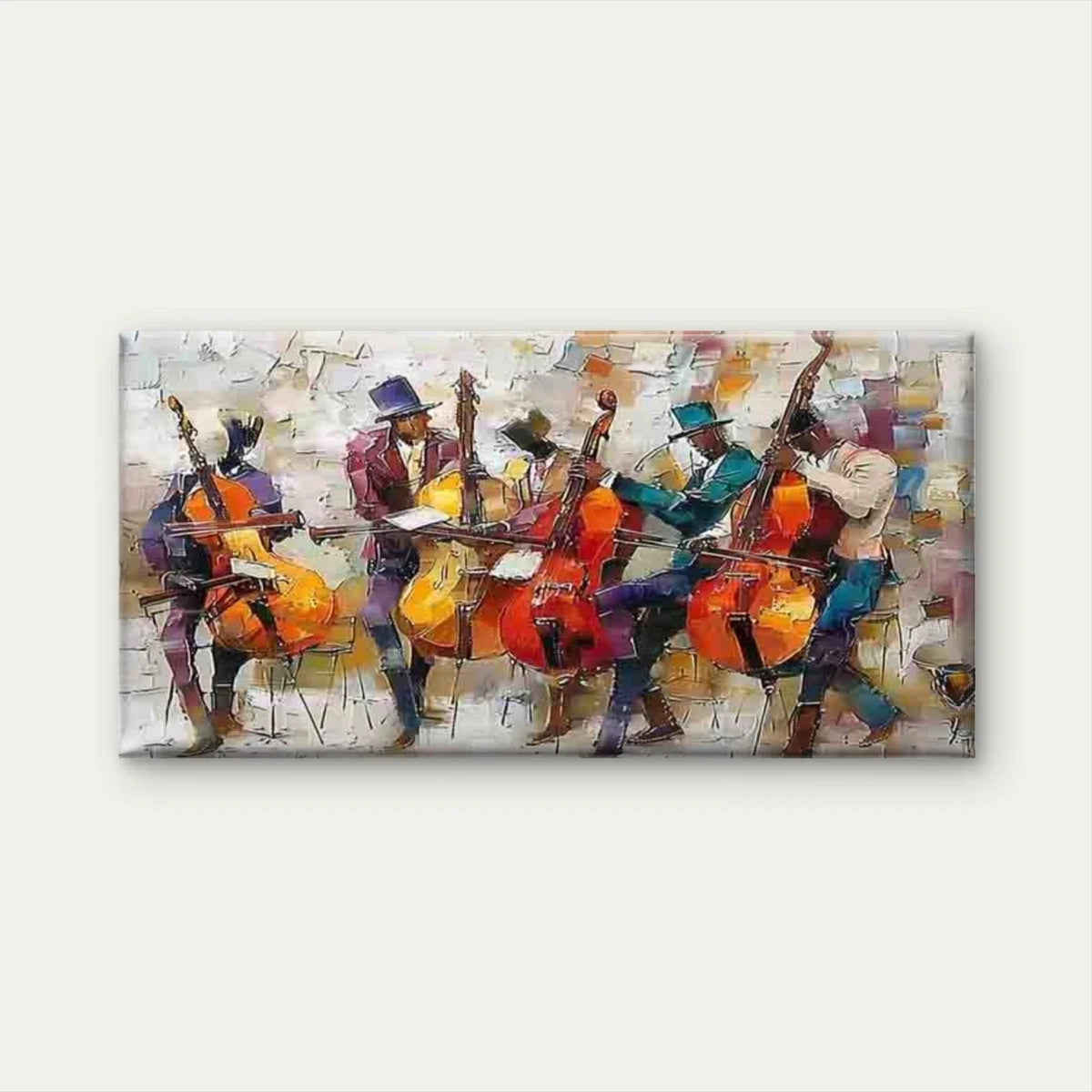 Jazz Musician Playing The Cello Wall Art Canvas Office Home Room Framed 80x45cm