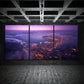 3pcs Cityscape Colourful Purple Themed Metal Print Ready to Hang Art