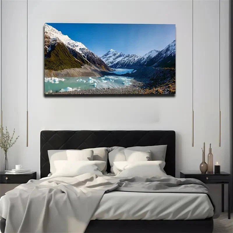 Mountain After Glacier Wall Art Canvas Office Home Room Framed 80x45cm