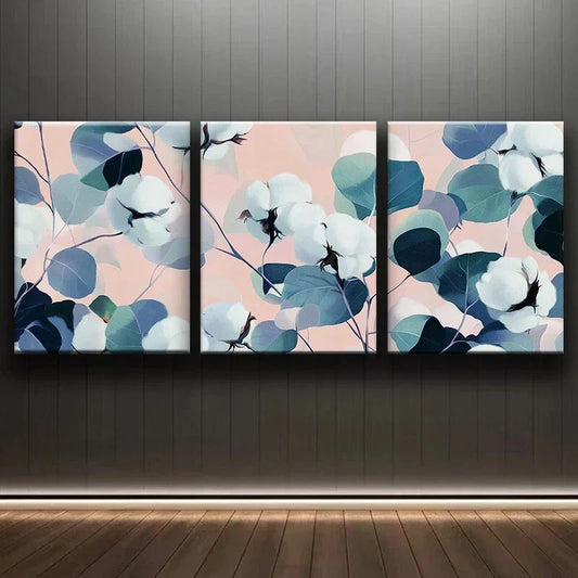 3pcs Painting Luxury Floral Modern Metal Print Ready to Hang Art