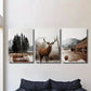 3pcs Mountain Lake And a Stag, Metal Print Ready to Hang Art