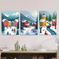 3pcs Winter Village Triptych Vibrant Snowy Metal Print Ready to Hang Art