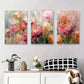 3pcs Soft Pink and Yellow Flower Bouquet Metal Print Ready to Hang Art