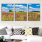 3pcs Serene Blue Sky Floral Sea Fantasy Metal Print Ready to Hang Art